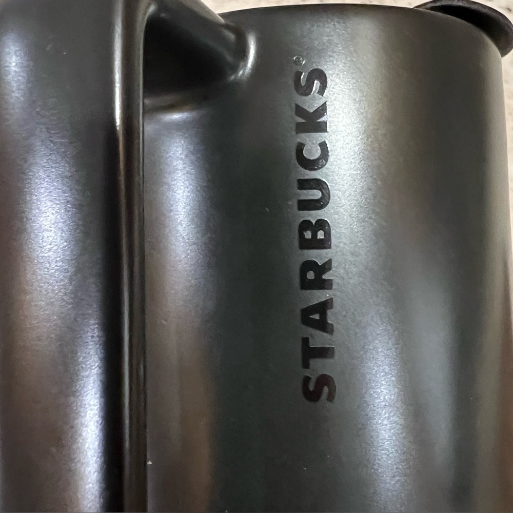 Starbucks Black Ceramic Desktop Mug Silicone Nonslip Bottom with Lid 14 Fl Oz - Picture 6 of 13
